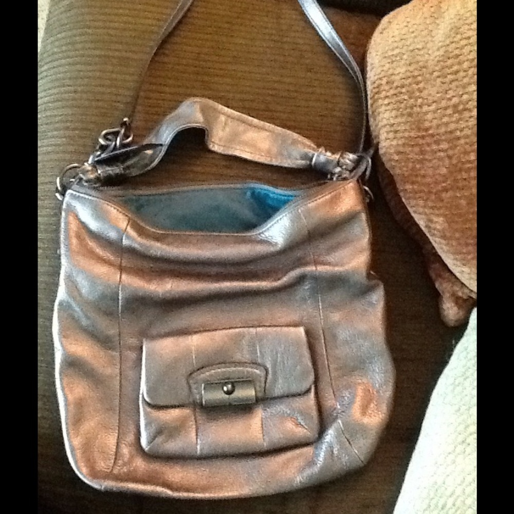 REDUCED Authentic Coach bag beautiful very soft pewter tone leather!